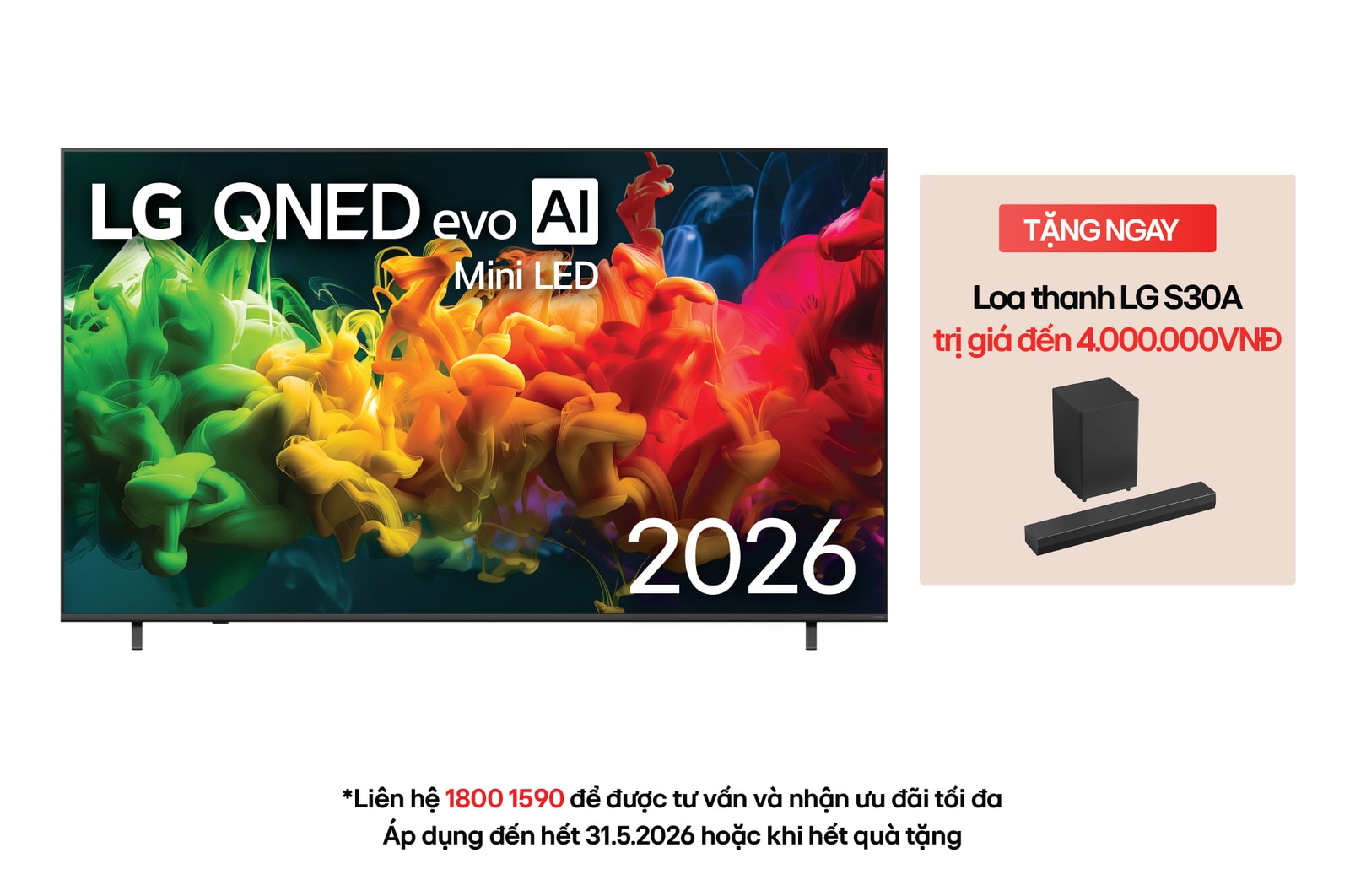 Hình ảnh mặt trước của TV 4K LG QNED evo AI QNED80 Mini LED 2026 75 inch 75QNED80BSA