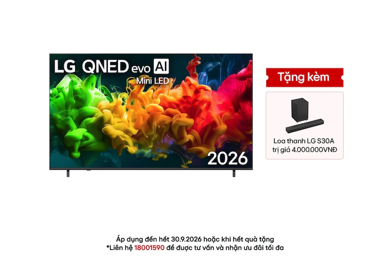 Hình ảnh mặt trước của TV 4K LG QNED evo AI QNED80 Mini LED 2026 85 inch 85QNED80BSA