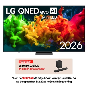 Hình ảnh mặt trước của TV 4K LG QNED evo AI QNED82 Mini LED 2026 85 inch 85QNED81BSA