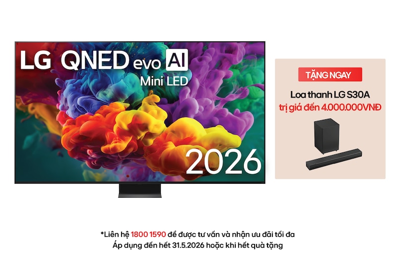 Hình ảnh mặt trước của TV 4K LG QNED evo AI QNED86 Mini LED 2026 75 inch 75QNED86BSA