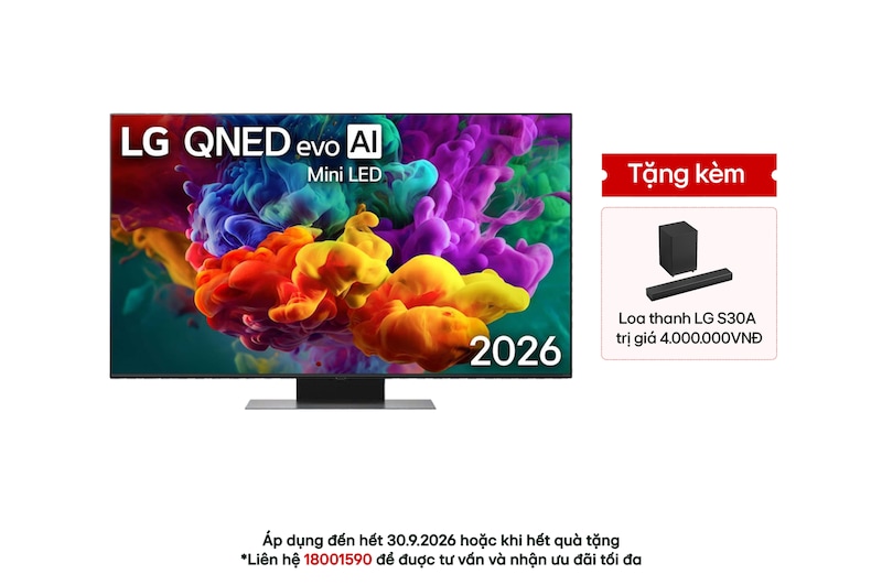Hình ảnh mặt trước của TV 4K LG QNED evo AI QNED86 Mini LED 2026 86 inch 86QNED86BSA