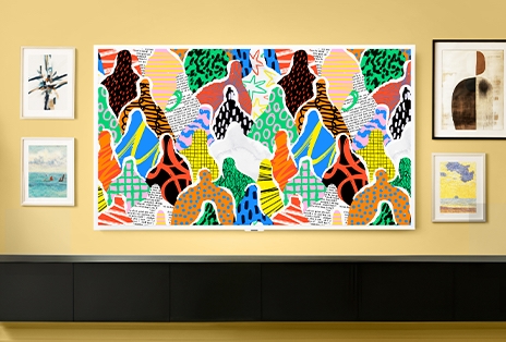 LG Gallery TV AI with frame LX7 ART TV trình chiếu những tác phẩm nghệ thuật đương đại sống động trong thiết kế khung viền, nhấn mạnh bản sắc như một màn hình trưng bày đậm tính nghệ thuật trong không gian được tuyển chọn kỹ lưỡng.