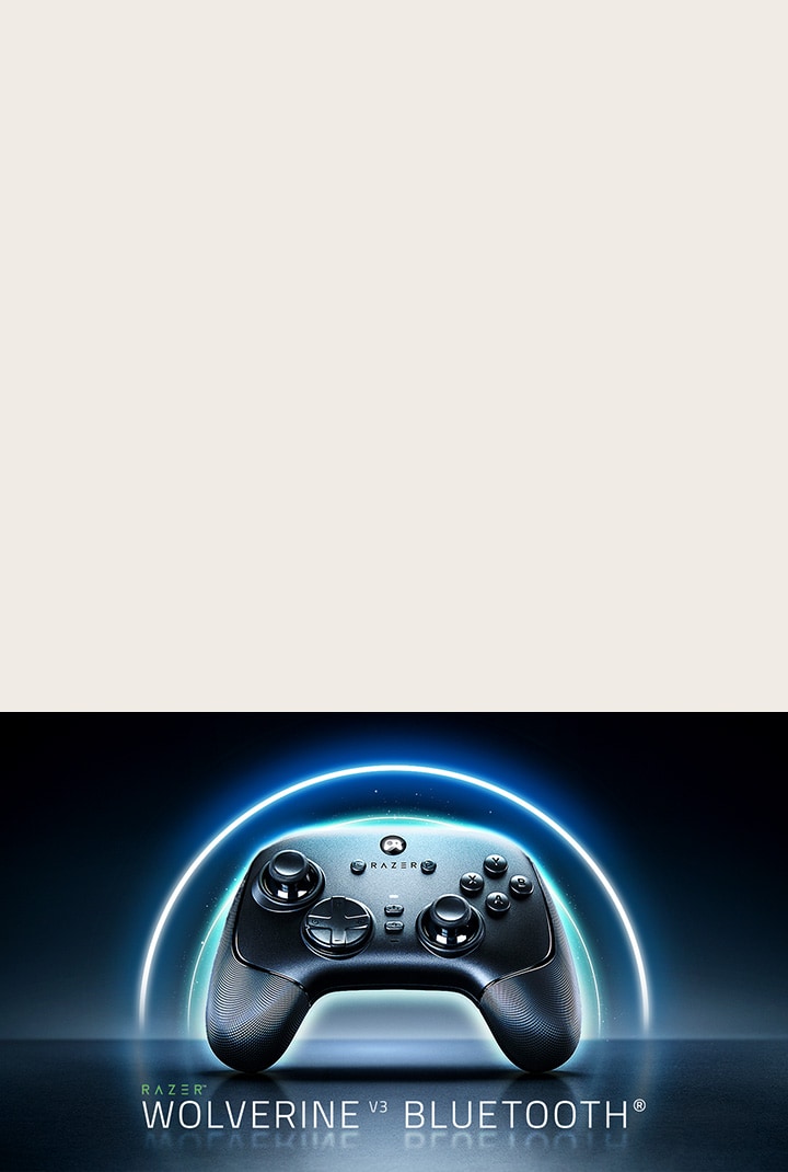 LG OLED AI B6 with Bluetooth Ultra Low Latency shows a wireless game controller labeled “Razer Wolverine V3 Bluetooth” on screen, indicating optimized Bluetooth controller support for responsive gameplay.