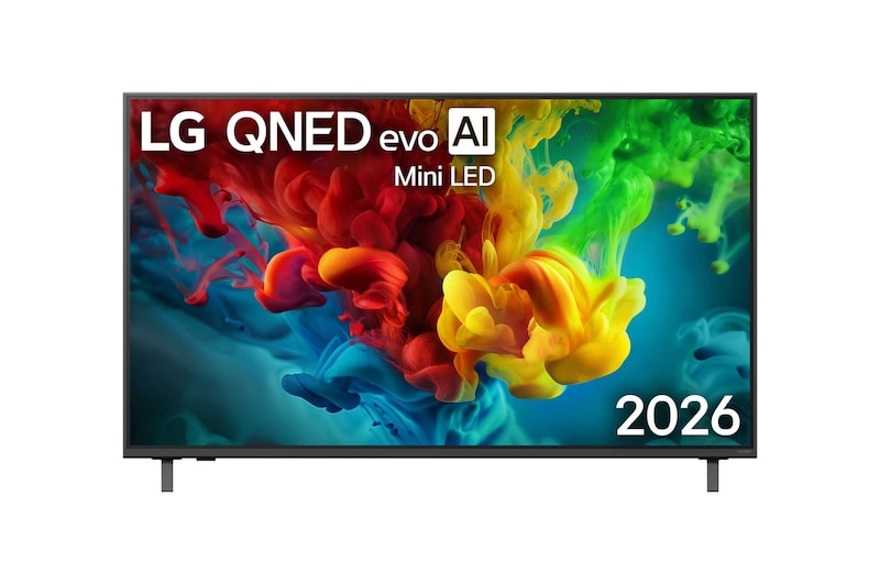 Front view of 55 inch LG QNED evo AI Mini LED QNED84 4K Smart TV 2026 55QNED84B6T