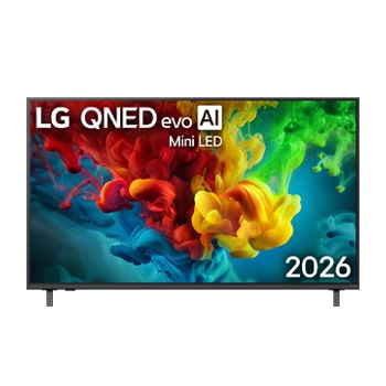 Front view of 55 inch LG QNED evo AI Mini LED QNED84 4K Smart TV 2026 55QNED84B6T
