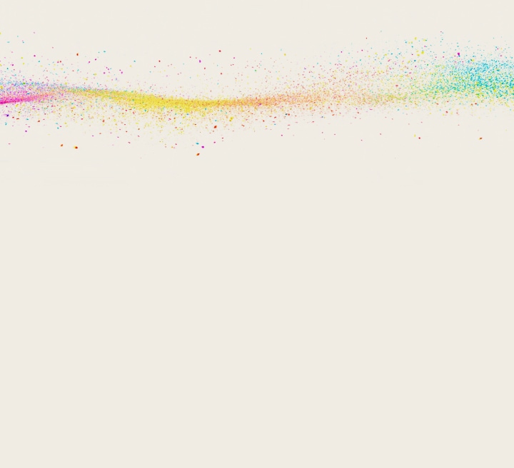 Tiny colorful dots form a wave-like formation, representing LG QNED evo’s vivid color expression and 100% Color Volume.