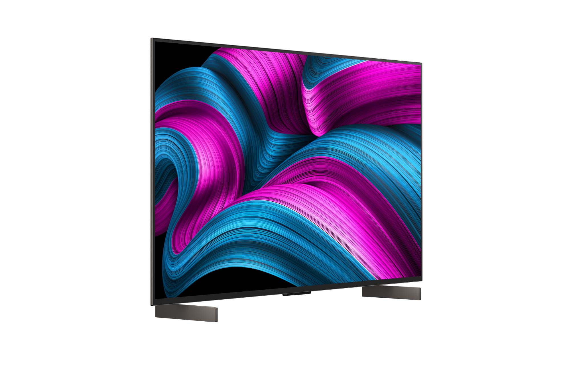 Leicht seitliche Ansicht des LG OLED evo AI C5 4K Smart TV.