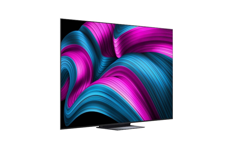 Leicht seitliche Ansicht des LG OLED evo AI C5 4K Smart TV.