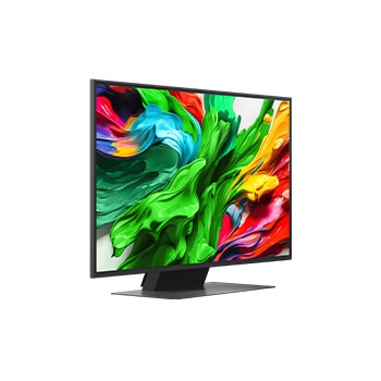 Slightly-angled right-facing side view of LG QNED evo QNED85 TV