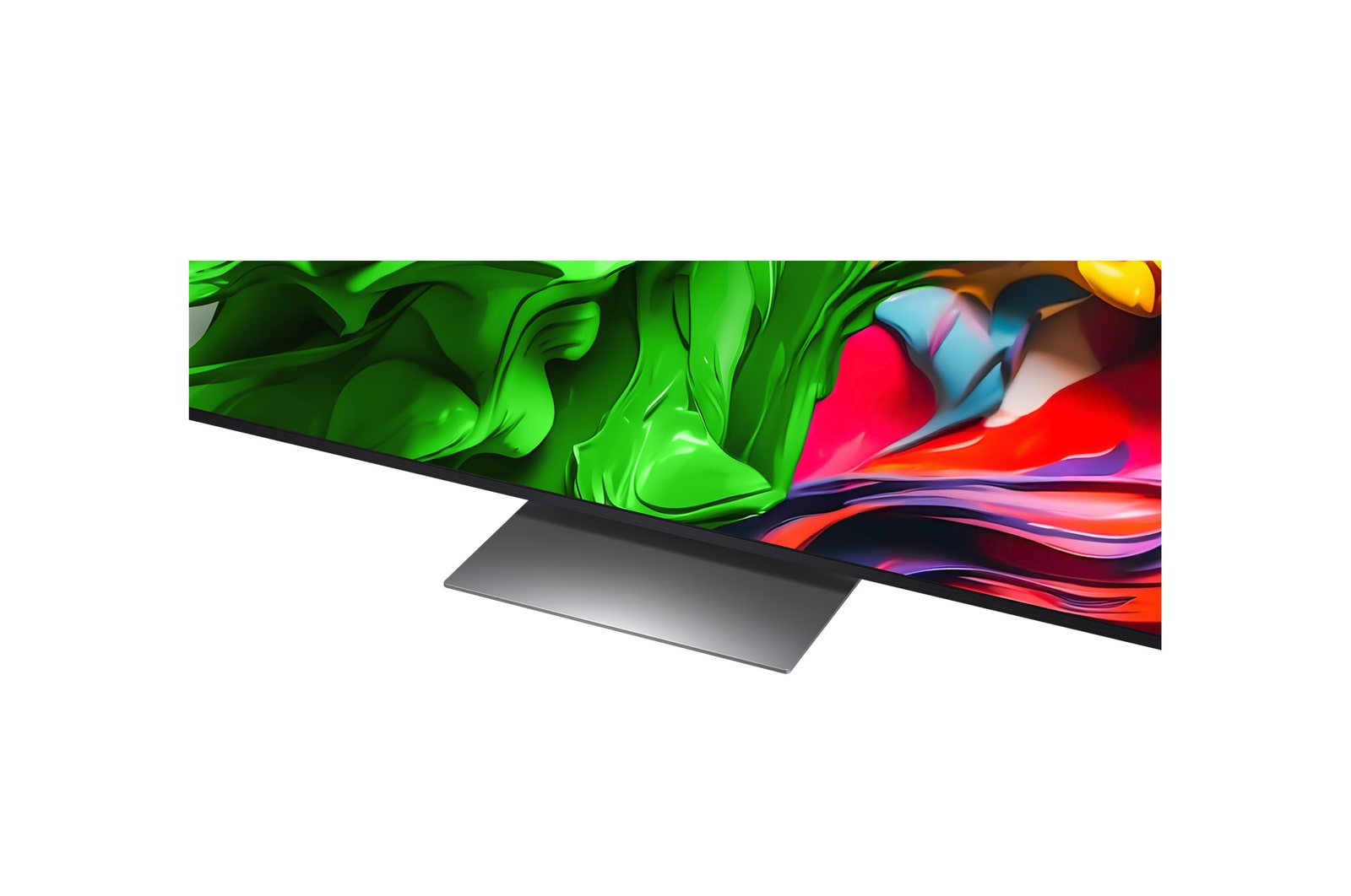 3D holographic flower in many different shades and hues against a black background. The definition and detail of the flower shows off QNED MiniLED's capability to produce visuals with exceptional color, brightness, and contrast. The title talks about how MiniLED and enhances clarity and provides exceptional contrast.