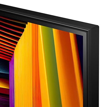 Nahaufnahme des oberen rechten Rahmens und der Paneloberfläche des LG UHD AI ThinQ 4K UT91 Smart TV.
