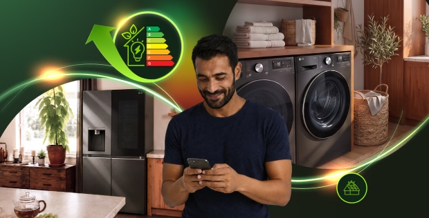 Monthly LG August-Banner zur Bewerbung von LG OLED TV für intelligenteres Lernen und Gaming mit der Familie Ferguson.