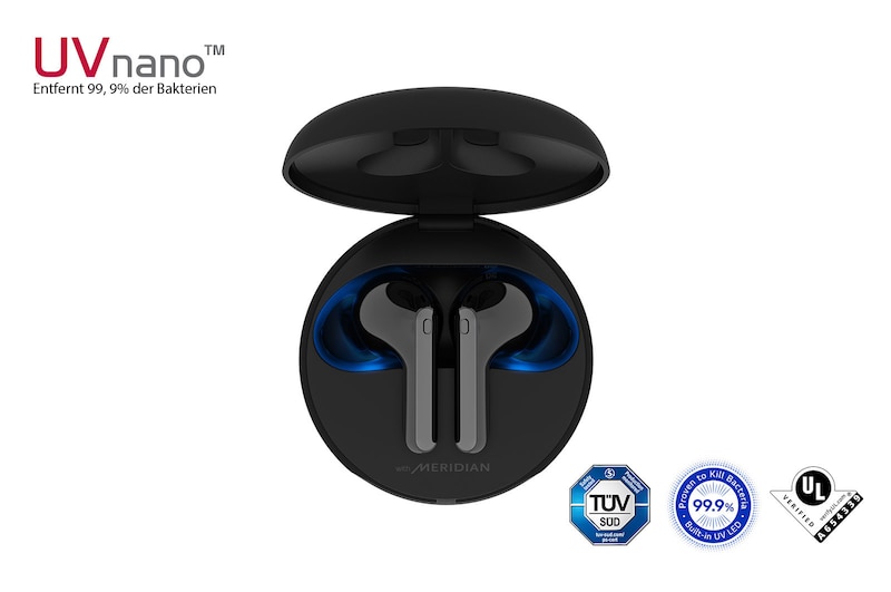 LG TONE Free FN7 | schwarz | Wireless Earbuds mit MERIDIAN-Sound und ANC, HBS-FN7 Black