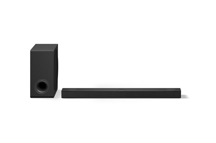 Front view of LG Soundbar S80TR and subwoofer
