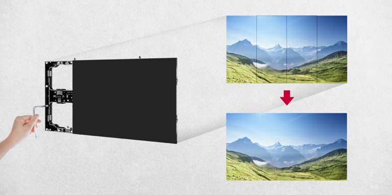 Ausrichtung der Displays in 6 Richtungen (X/Y/Z-Achse) mit einem einzigen Werkzeug.
