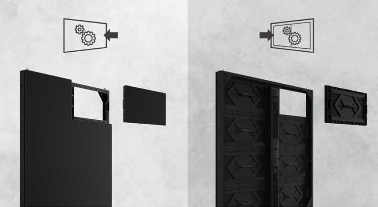 Ein LED-Modul kann an der Vorder- oder Rückseite abgenommen werden.