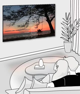 Illustration eines Mannes und einer Frau, die sich einen Film im Fernsehen ansehen.