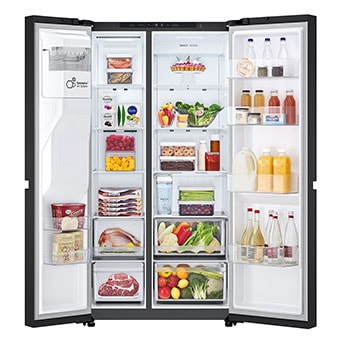 Side-by-Side Kühlschrank (E, 641L, 179cm hoch) mit Eis-, Crushed Ice- und Wasserspender & internem Wassertank | GSLC41EPPE