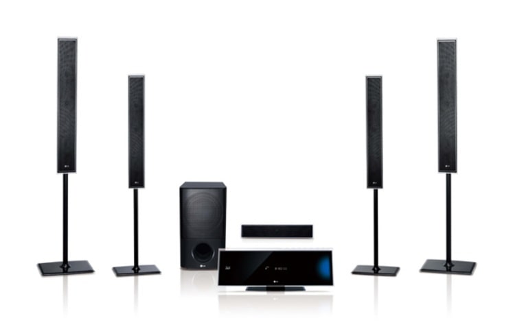 Vorderansicht von 3D Blu-ray 5.1 Heimkinoanlage mit außerordentlichem Sound, herausragendem Design sowie bester Konnektivität dank NetCast und DLNA. HX995TZ