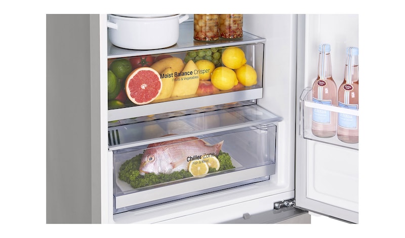 LG Premium Kühl-Gefrierkombination mit digitalem Touch-Display und Total No Frost, GBB60SAYXE