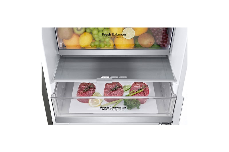 LG Kühl-Gefrierkombination | 384 Liter Nutzinhalt | Energieeffizienzklasse C | Steel | 203 cm | Inverter Linear Kompressor | LG GBB72PZVCN1, GBB72PZVCN1