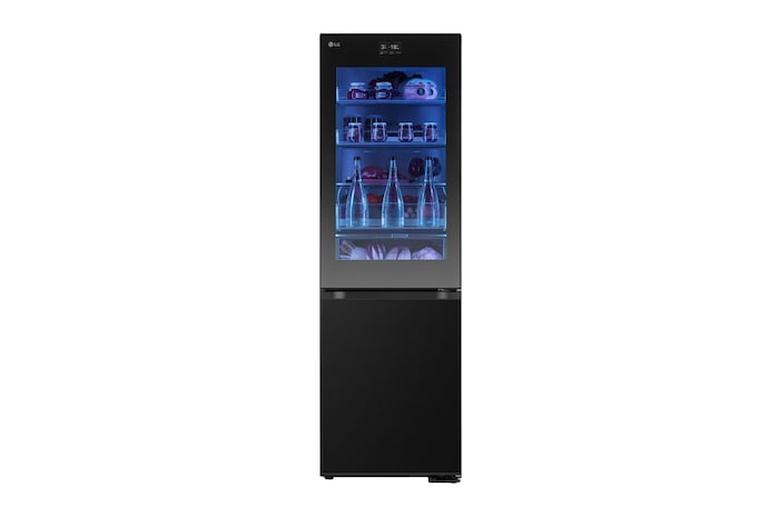 Vorderansicht von InstaView® Kühl-Gefrierkombination | Essence Black Steel | 4,3” Touch LCD Display | GBG7190CEV