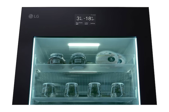 LG InstaView mit MoodUP®️ Kühl-Gefrierkombination | Eingebauter Lautsprecher | 4,3” Touch LCD Display | GBG719MDNN, GBG719MDNN