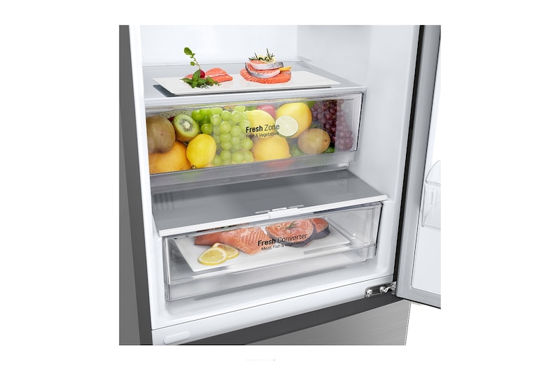 LG Kühl-Gefrierkombination | 384 Liter Nutzinhalt | Energieeffizienzklasse C | Edelstahl | 203cm hoch | Smart Inverter Compressor®️ | GBP62PZNCC1, GBP62PZNCC1