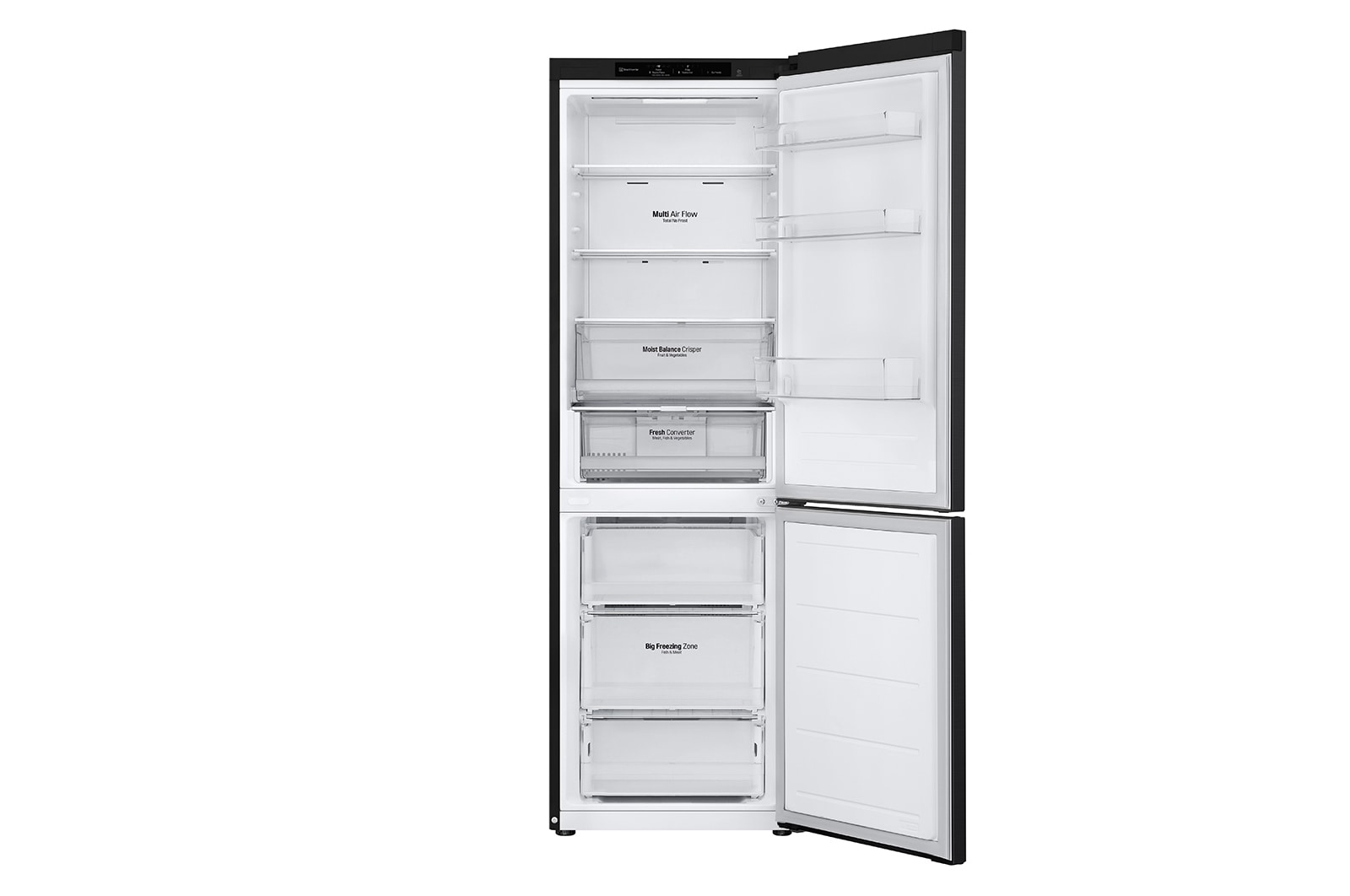LG Door Cooling+: bis zu 32% schnellere und gleichmäßige Kühlung | 344 l Fassungsvermögen | Total No Frost | Smart Inverter Compressor | Größeres Kühl- und Gefrierfach | 35 dB - der leiseste Kühlschrank, GBV3100CEP