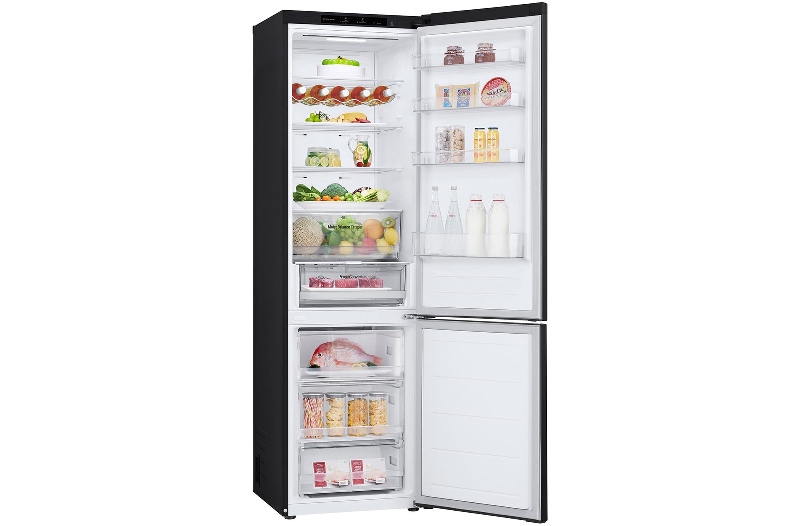 Left side view door open with food