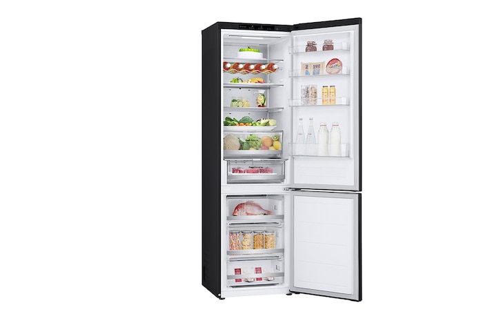 LG Kühl-Gefrierkombination | 387 Liter Kapazität | 111 kWh/a | 2030 mm Höhe | Essence Black Steel | GBV7280AEV, GBV7280AEV