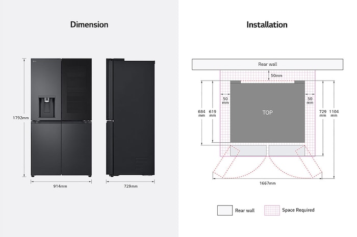 LG Multi Door mit InstaView® | Eis-, Crushed Ice- und Wasserspender | 638 Liter Kapazität | Energieeffizienzklasse E | Festwasseranschluss | GMG960EVJE, GMG960EVJE