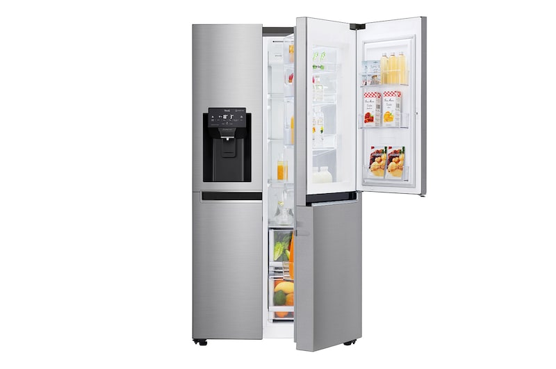 LG Side-by-Side mit mit Eis-, Crushed Ice- und Wasserspender | Total No Frost | Kein Festwasseranschluss | 627 L Kapazität , GSJ760PZZE