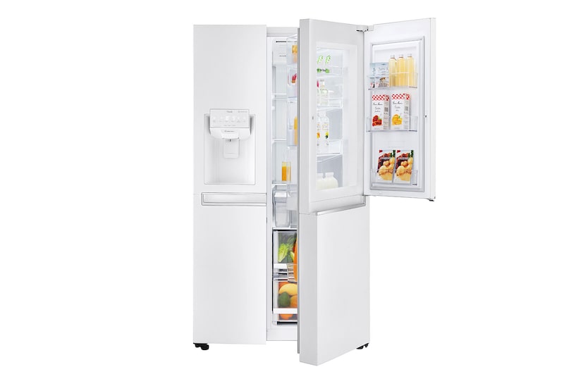 LG Side-by-Side mit Eis-, Crushed Ice- und Wasserspender | 625 L Kapazität | Total No Frost | kein Festwasseranschluss notwendig | LG GSJ761SWZE, GSJ761SWZE