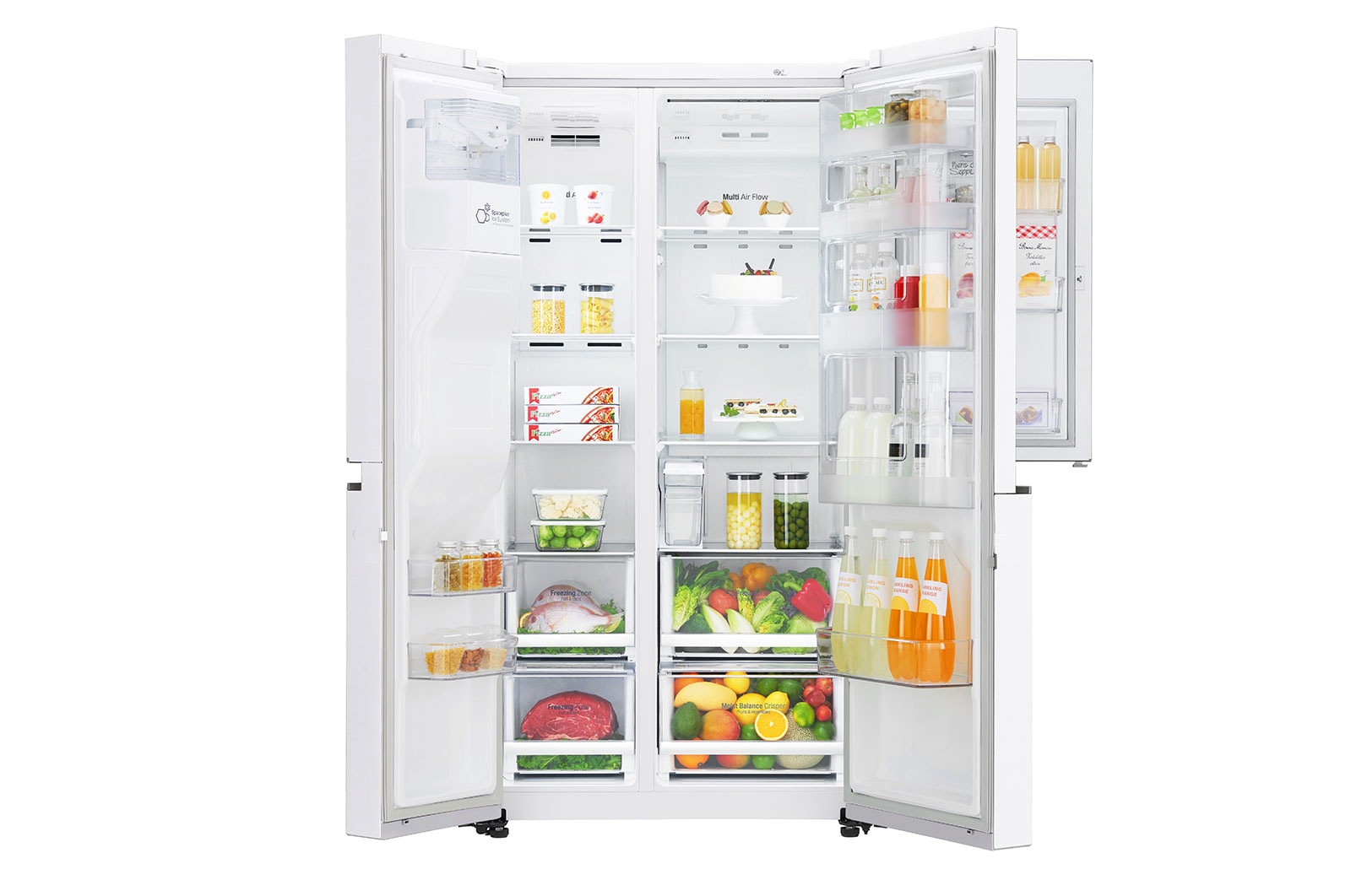 LG Side-by-Side mit Eis-, Crushed Ice- und Wasserspender | 625 L Kapazität | Total No Frost | kein Festwasseranschluss notwendig | LG GSJ761SWZE, GSJ761SWZE