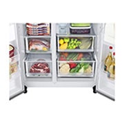 LG Side-by-Side mit Door-in-Door ™ |  Eis-, Crushed Ice- und Wasserspender  | 635 Liter Kapazität | Interner Wassertank 4L | Platinum Silver | LG GSJV71PZTE, GSJV71PZTE
