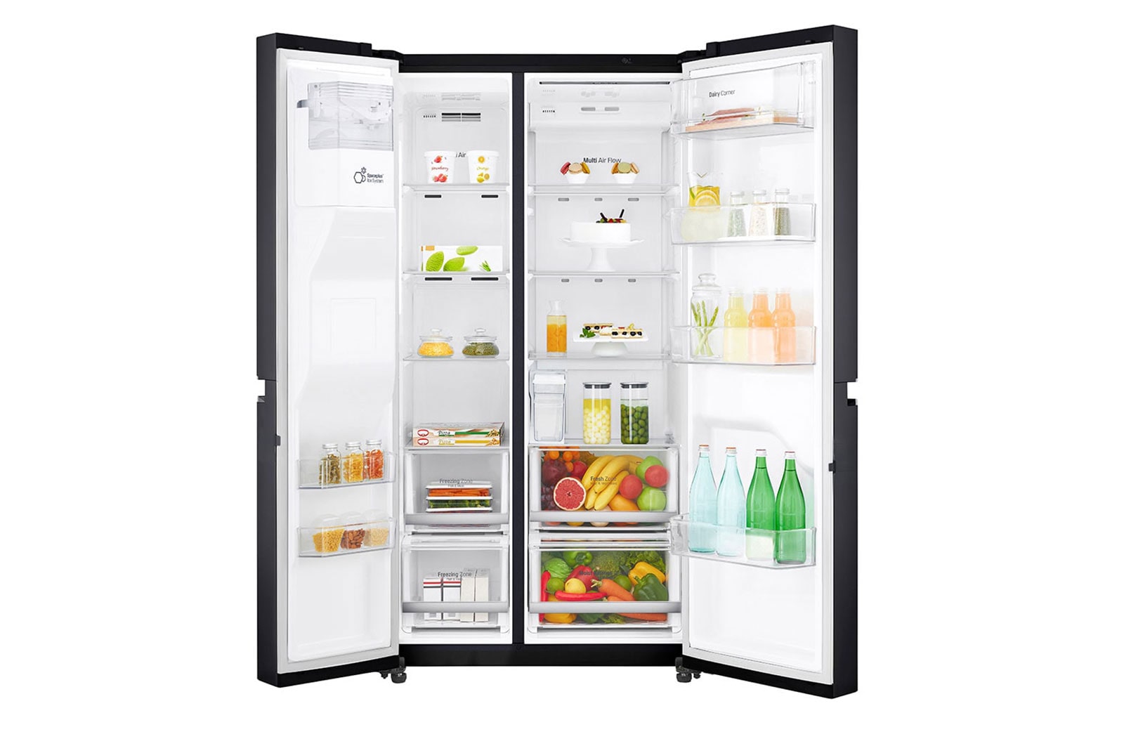 LG Side-by-Side mit Eis-, Crushed Ice- und Wasserspender | 625 L Kapazität | Total No Frost | kein Festwasseranschluss notwendig | LG GSL761MCZE, GSL761MCZE