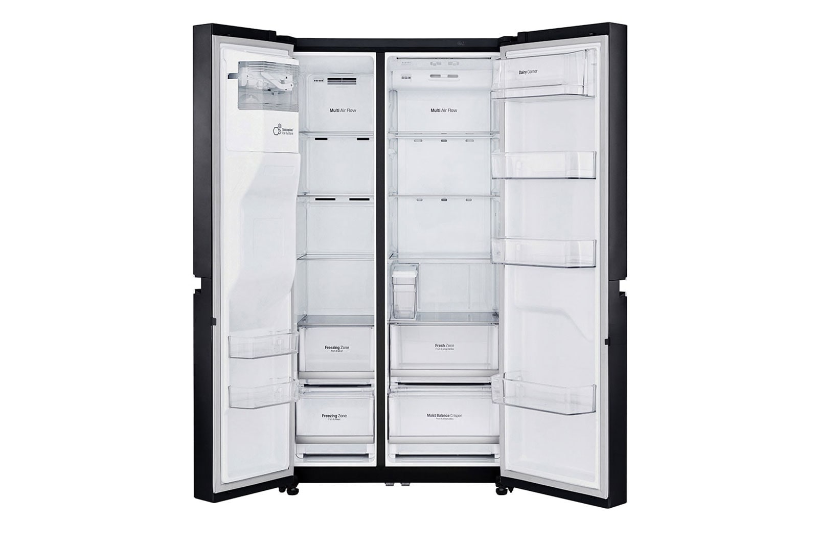 LG Side-by-Side mit Eis-, Crushed Ice- und Wasserspender | 625 L Kapazität | Total No Frost | kein Festwasseranschluss notwendig | LG GSL761MCZE, GSL761MCZE