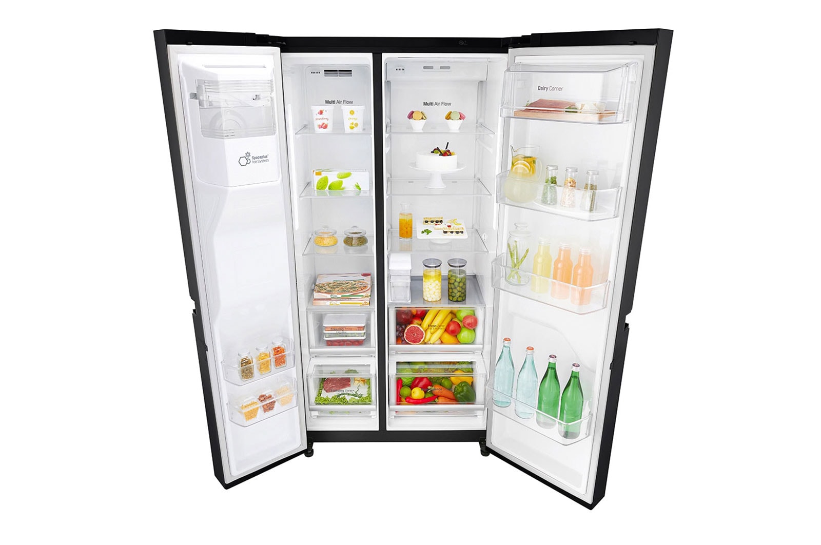 LG Side-by-Side mit Eis-, Crushed Ice- und Wasserspender | 625 L Kapazität | Total No Frost | kein Festwasseranschluss notwendig | LG GSL761MCZE, GSL761MCZE