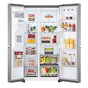 LG Side-by-Side | Eis-, Crushed Ice- und Wasserspender | 635 Liter Kapazität | Multiairflow Umluftkühlung | Shiny Steel | LG GSLV50PZXM, GSLV50PZXM