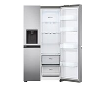 LG Side-by-Side | Eis-, Crushed Ice- und Wasserspender | 635 Liter Kapazität | Multiairflow Umluftkühlung | Shiny Steel | LG GSLV50PZXM, GSLV50PZXM