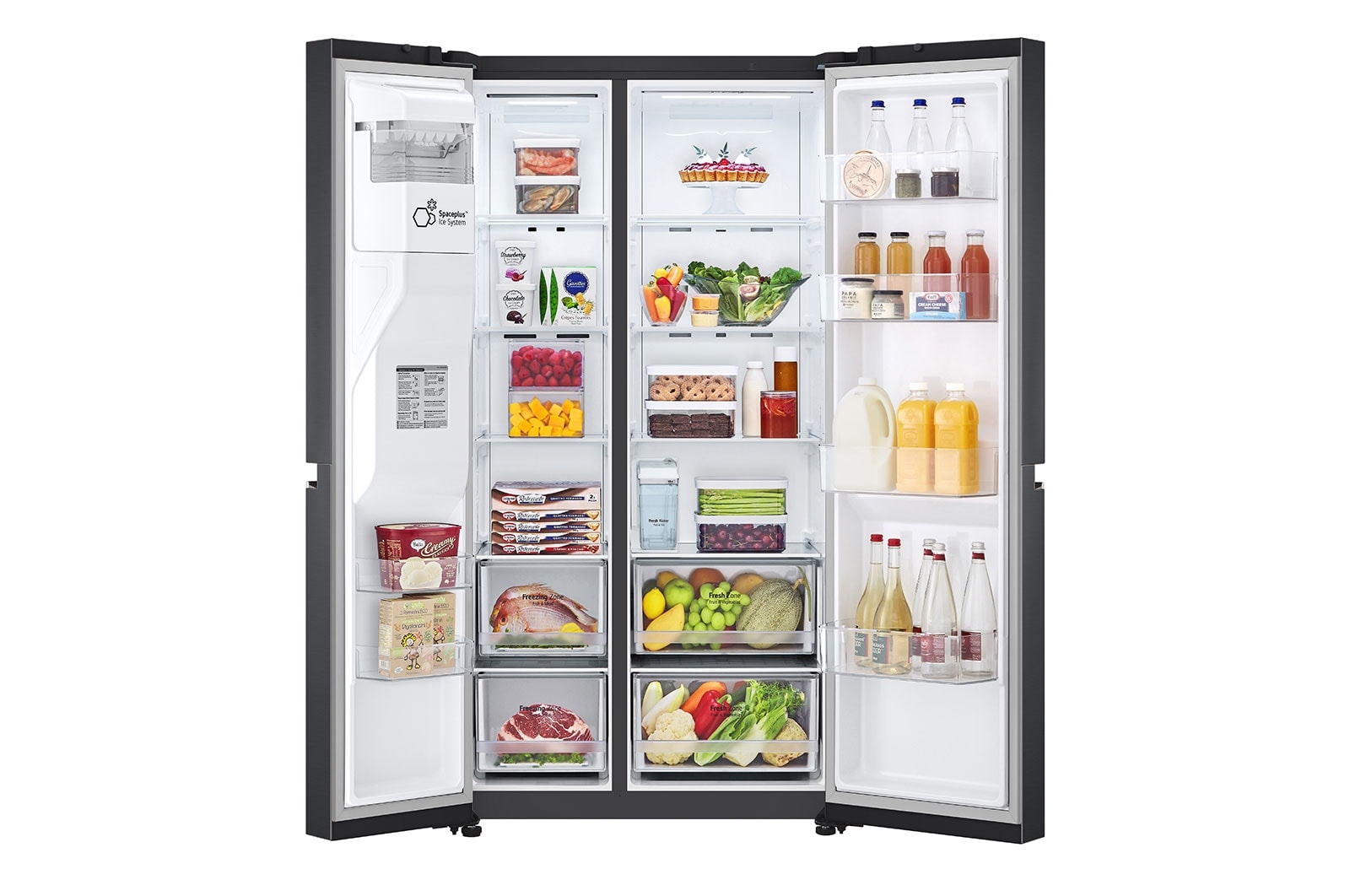 LG Side-by-Side mit Eis-, Crushed Ice- und Wasserspender | 635 Liter Kapazität | Energieeffizienzklasse D | Interner Wassertank 4L | Matte Black | GSLV71MCTD, GSLV71MCTD