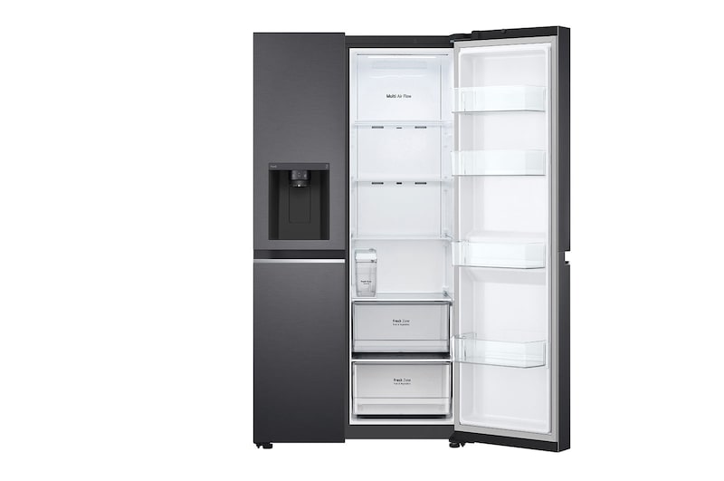 LG Side-by-Side mit Eis-, Crushed Ice- und Wasserspender | 635 Liter Kapazität | Energieeffizienzklasse D | Interner Wassertank 4L | Matte Black | GSLV71MCTD, GSLV71MCTD
