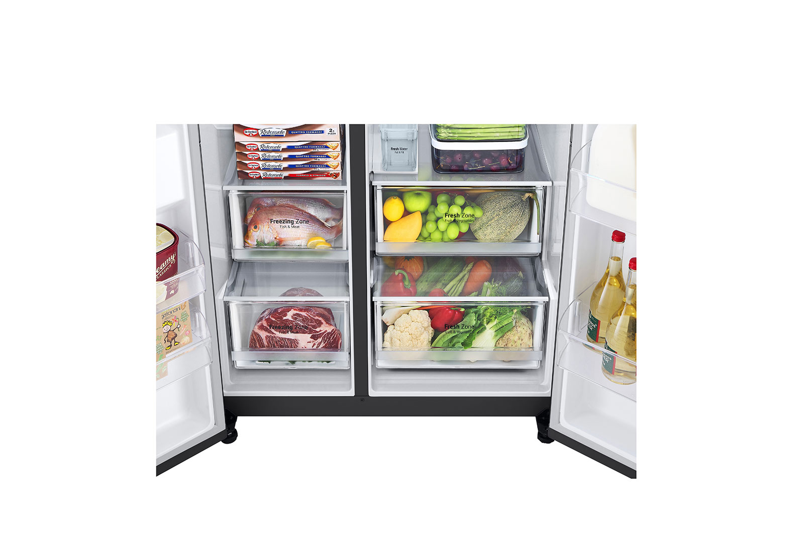 LG Side-by-Side mit Eis-, Crushed Ice- und Wasserspender | 635 Liter Kapazität | Energieeffizienzklasse D | Interner Wassertank 4L | Matte Black | GSLV71MCTD, GSLV71MCTD