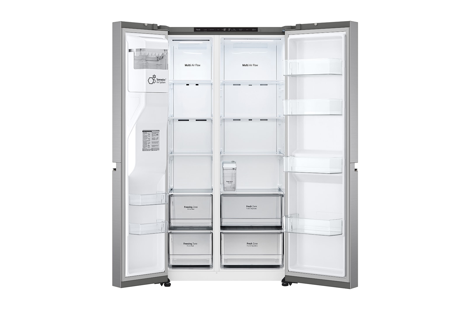 LG Side-by-Side mit Eis-, Crushed Ice- und Wasserspender | 635 Liter Kapazität | EEK C | Interner Wassertank 4L | Platinum Silver | GSLV71PZRC, GSLV71PZRC