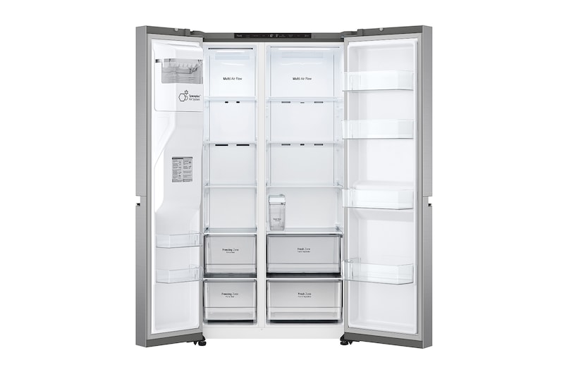 LG Side-by-Side mit Eis-, Crushed Ice- und Wasserspender | 635 Liter Kapazität | EEK C | Interner Wassertank 4L | Platinum Silver | GSLV71PZRC, GSLV71PZRC