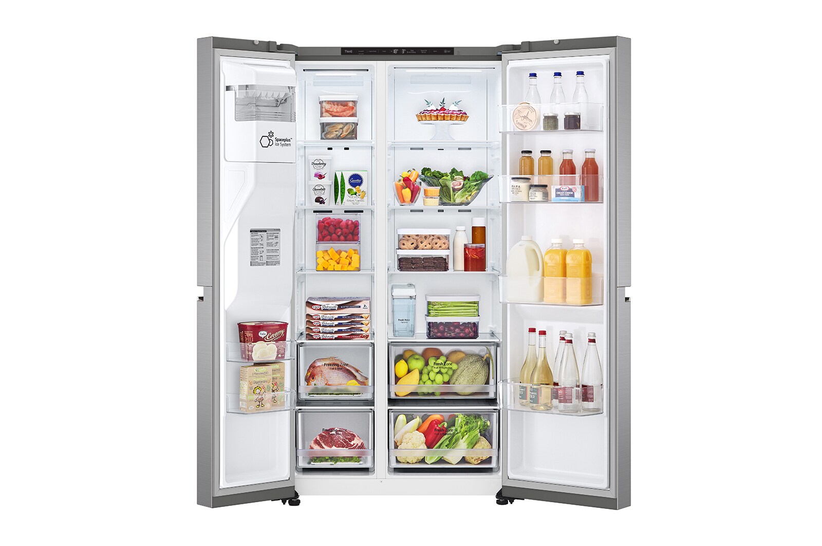 LG Side-by-Side mit Eis-, Crushed Ice- und Wasserspender | 635 Liter Kapazität | EEK C | Interner Wassertank 4L | Platinum Silver | GSLV71PZRC, GSLV71PZRC