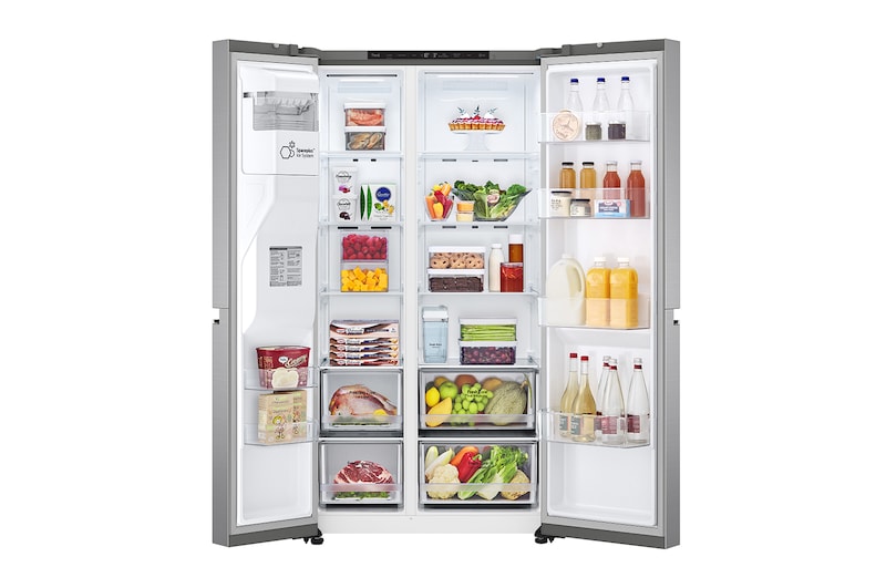 LG Side-by-Side mit Eis-, Crushed Ice- und Wasserspender | 635 Liter Kapazität | EEK C | Interner Wassertank 4L | Platinum Silver | GSLV71PZRC, GSLV71PZRC