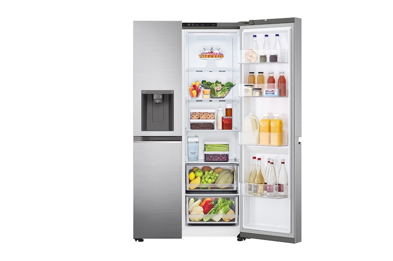 LG Side-by-Side mit Eis-, Crushed Ice- und Wasserspender | 635 Liter Kapazität | EEK C | Interner Wassertank 4L | Platinum Silver | GSLV71PZRC, GSLV71PZRC