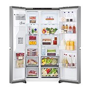 LG Side-by-Side mit Eis-, Crushed Ice- und Wasserspender | 635 Liter Kapazität | EEK C | Interner Wassertank 4L | Platinum Silver | GSLV71PZRC, GSLV71PZRC